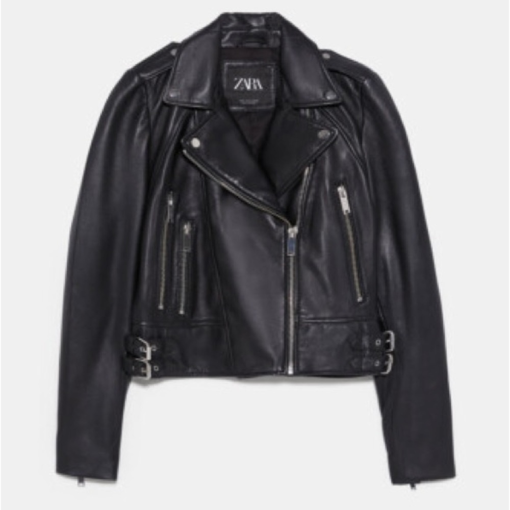 Zara Women's Sleek Black Leather Biker Jacket